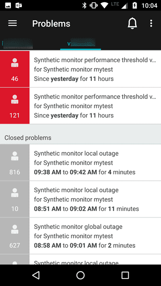 Dynatrace mobile app notifications