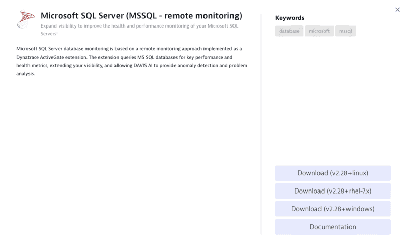 Microsoft SQL Server remote extension download version