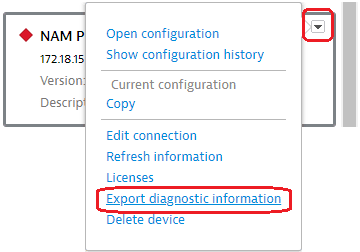 NAM Probe: Export diagnostic information