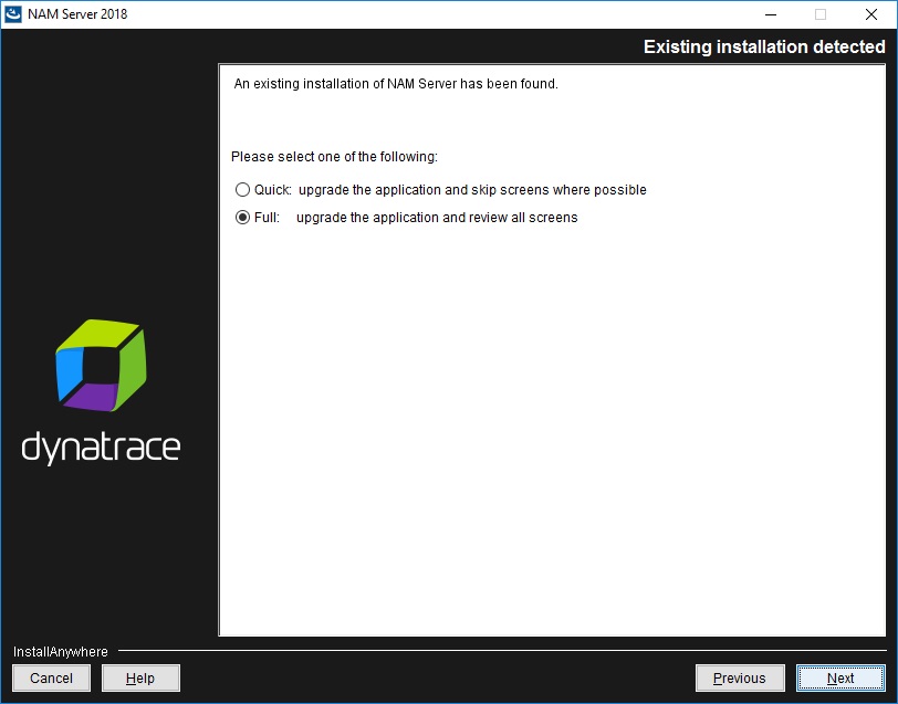NAM Server installation - Existing installation detected