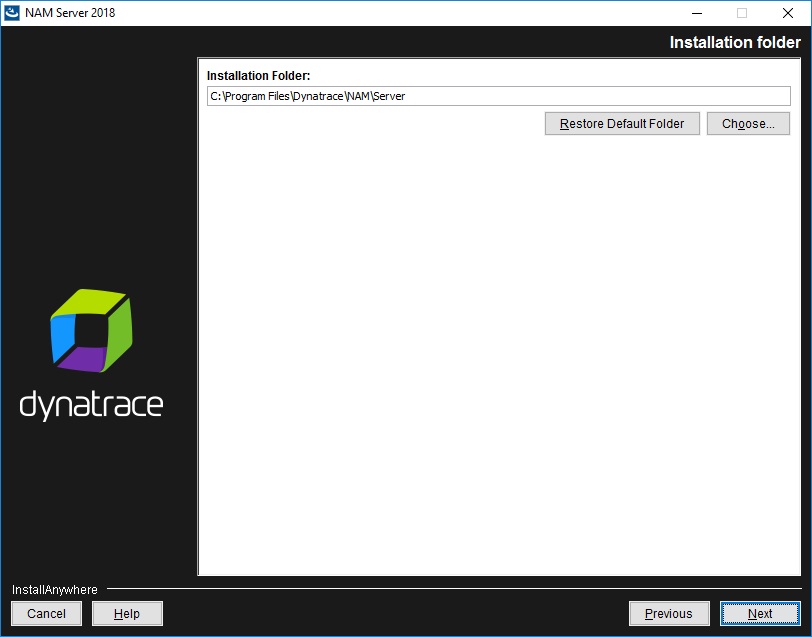 NAM Server installation - Installation folder