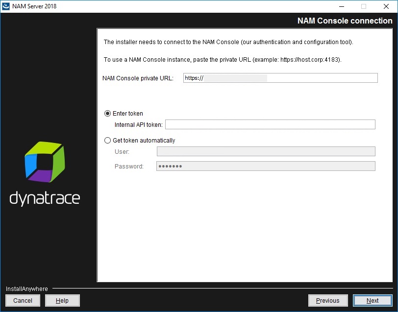 NAM Server installation - NAM Console connection