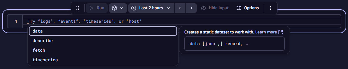 Example: Notebooks: edit DQL section
