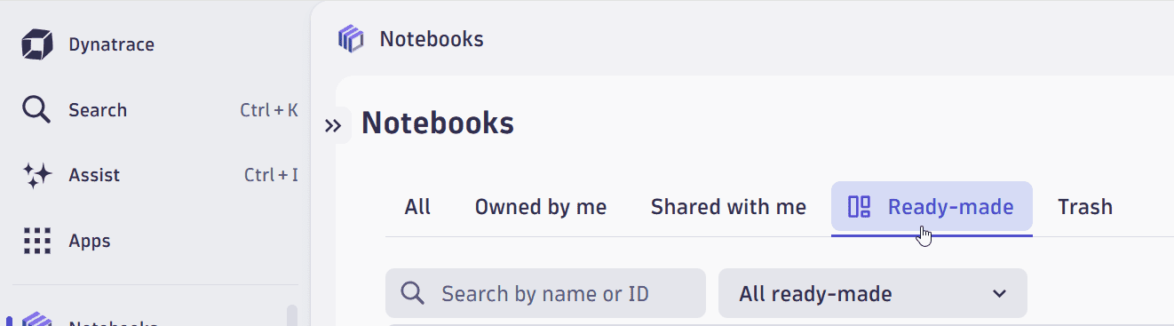 List ready-made notebooks
