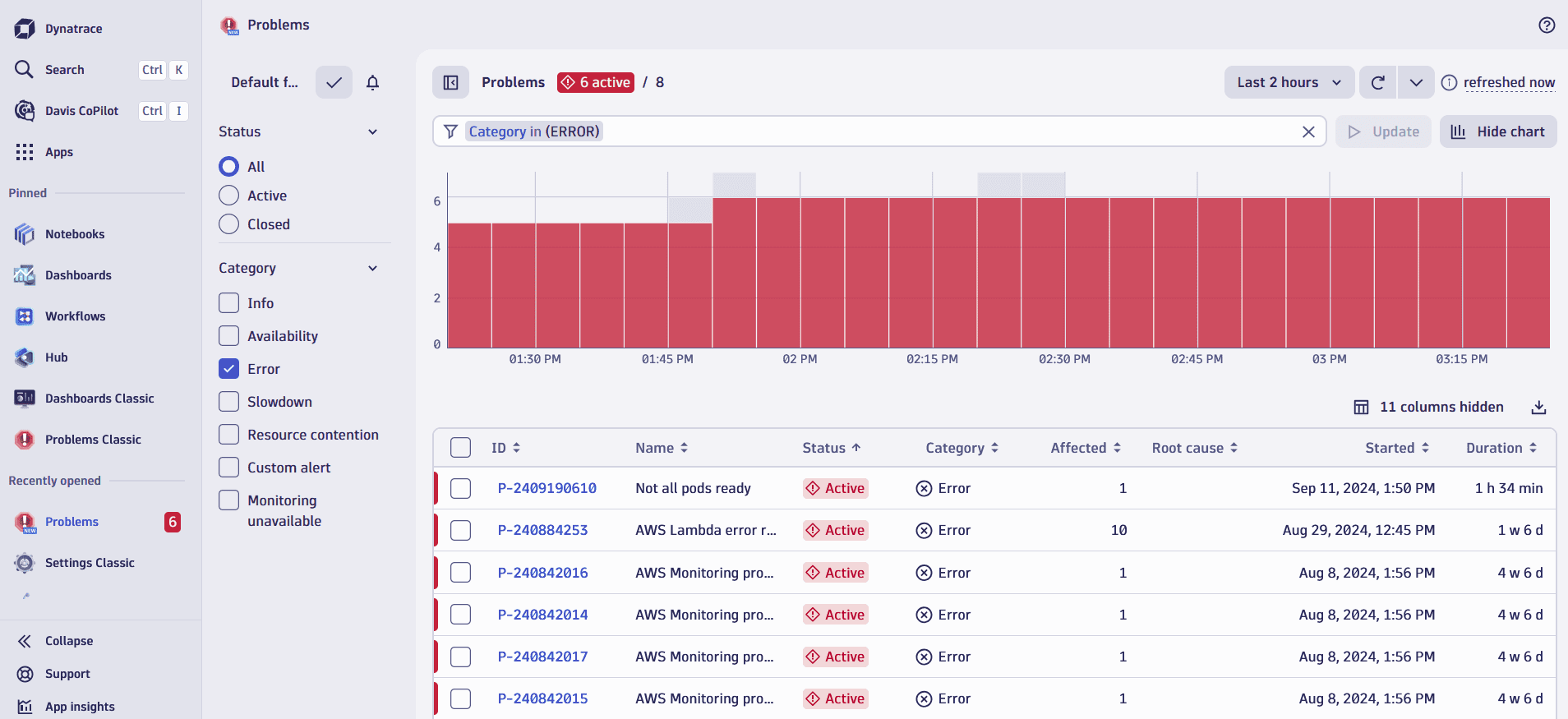 Save filter configuration in Problems app