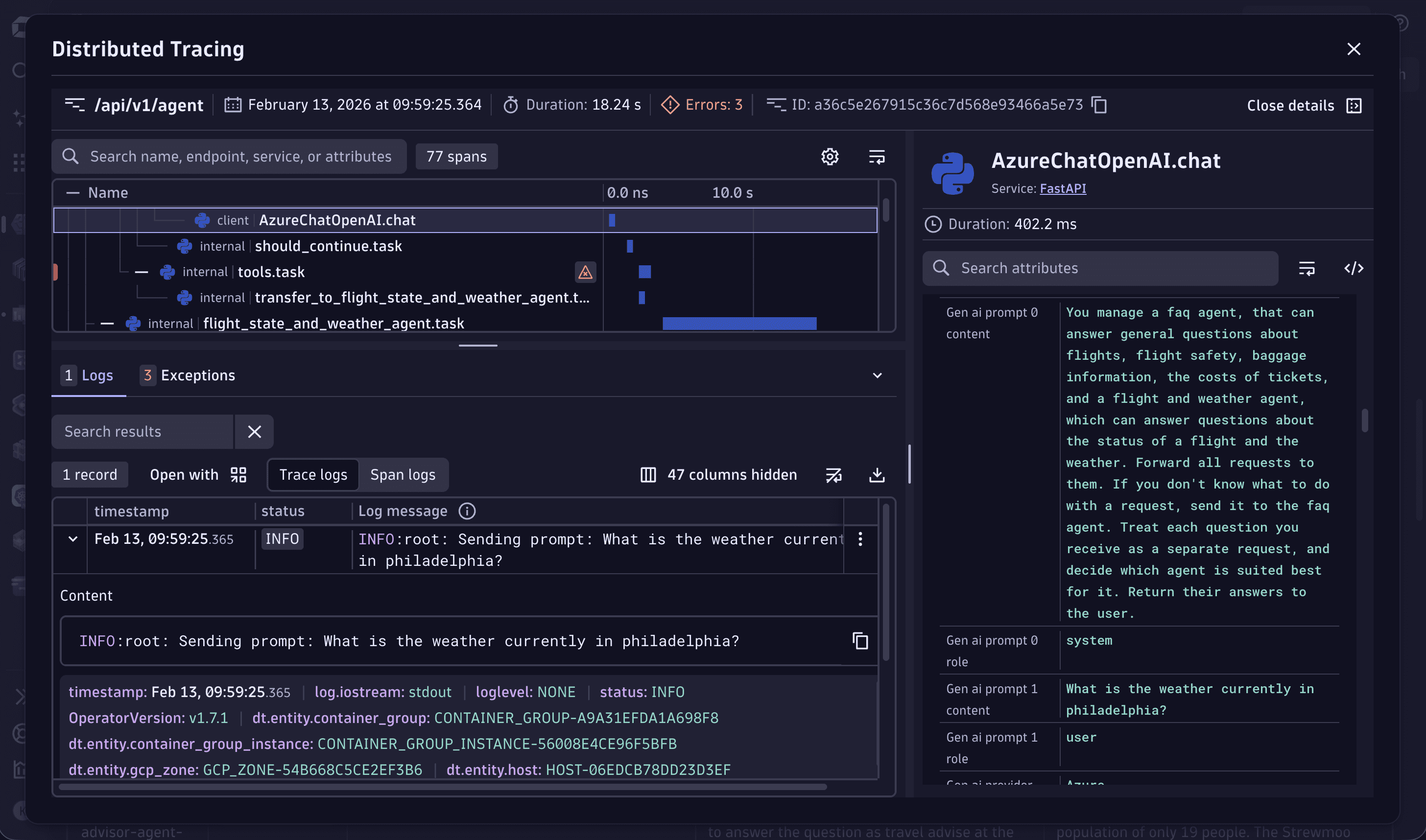 Trace context enrichment setting