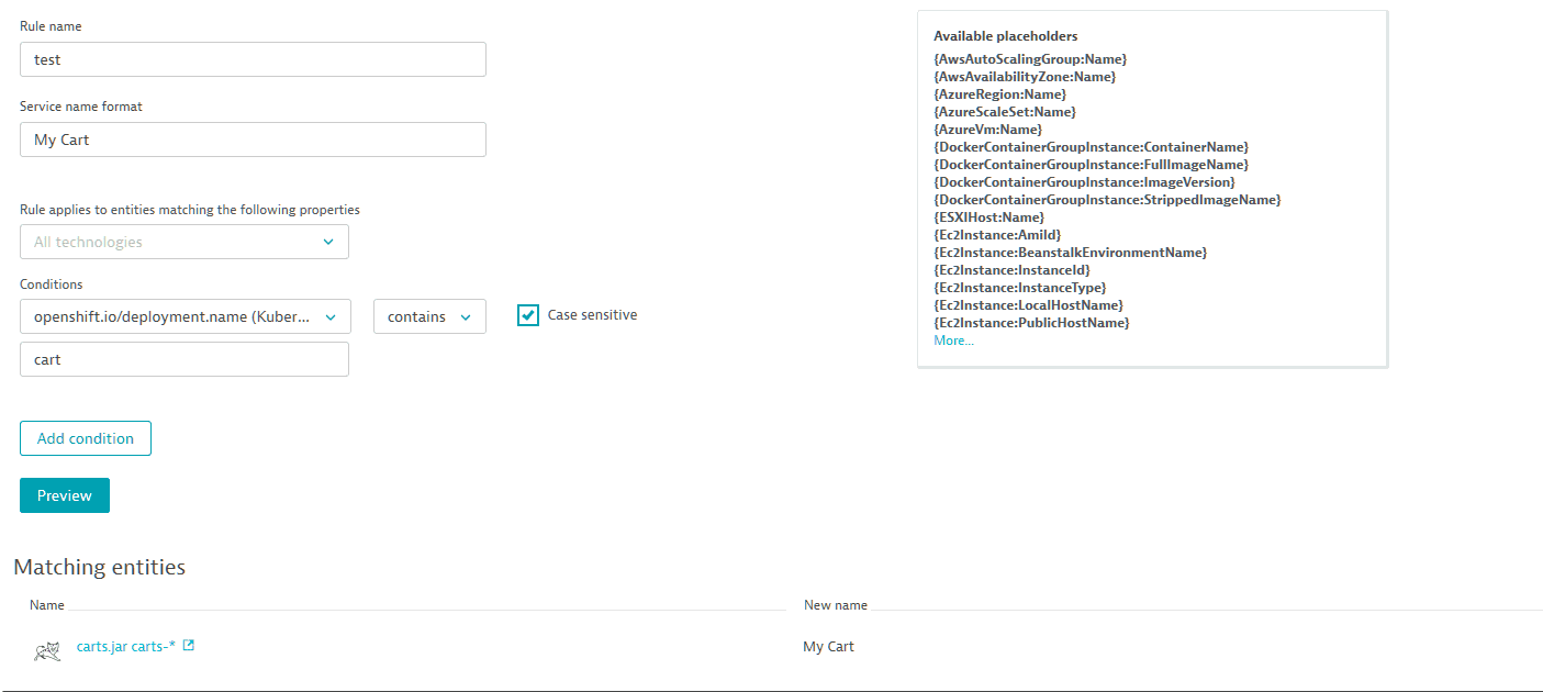 Custom metadata to enrich naming rules