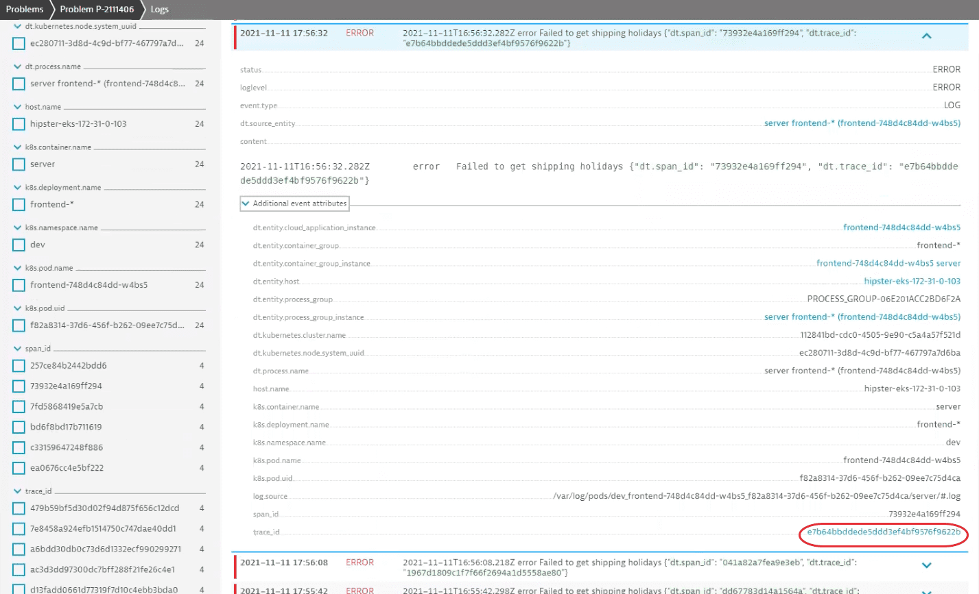 Log analysis distributed trace - 3