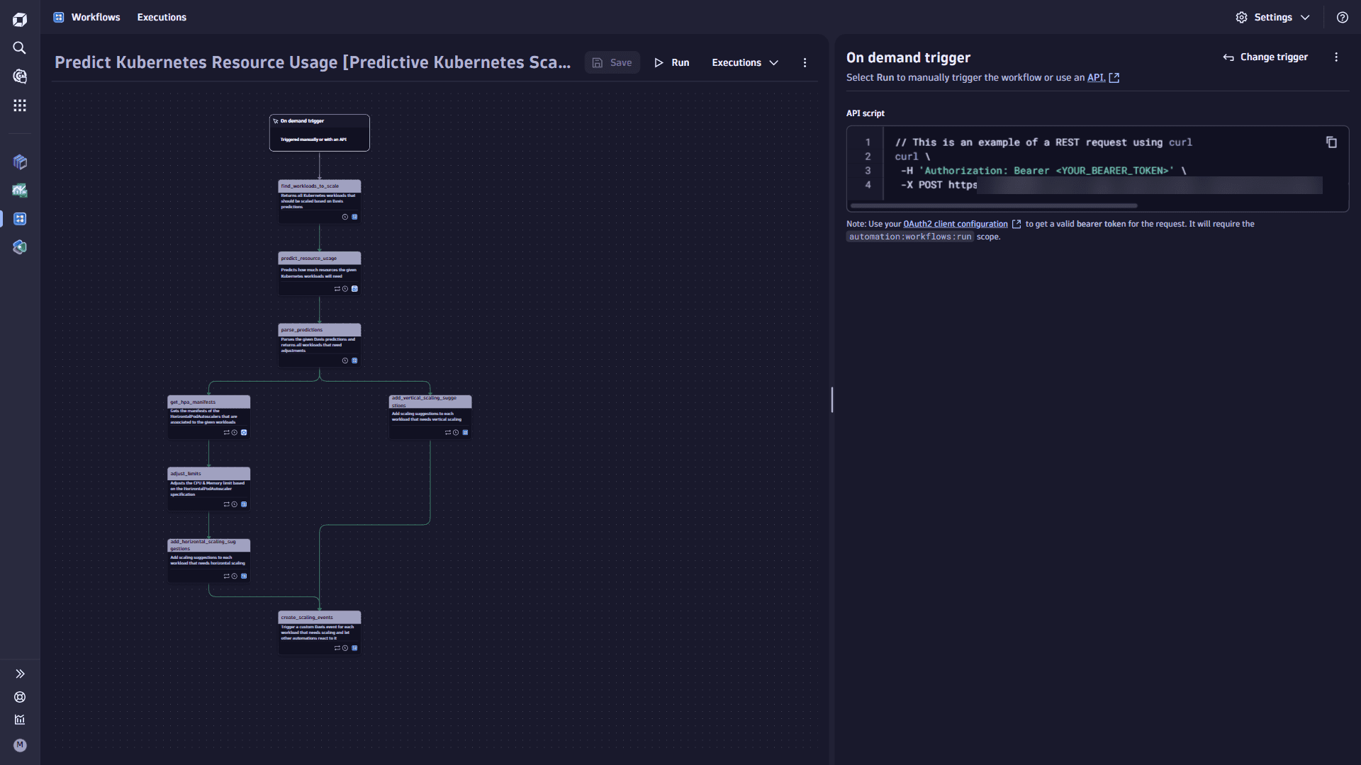 Use case: Predictive Autoscaling for Kubernetes Workloads - Predict Kubernetes resources usage workflow trigger