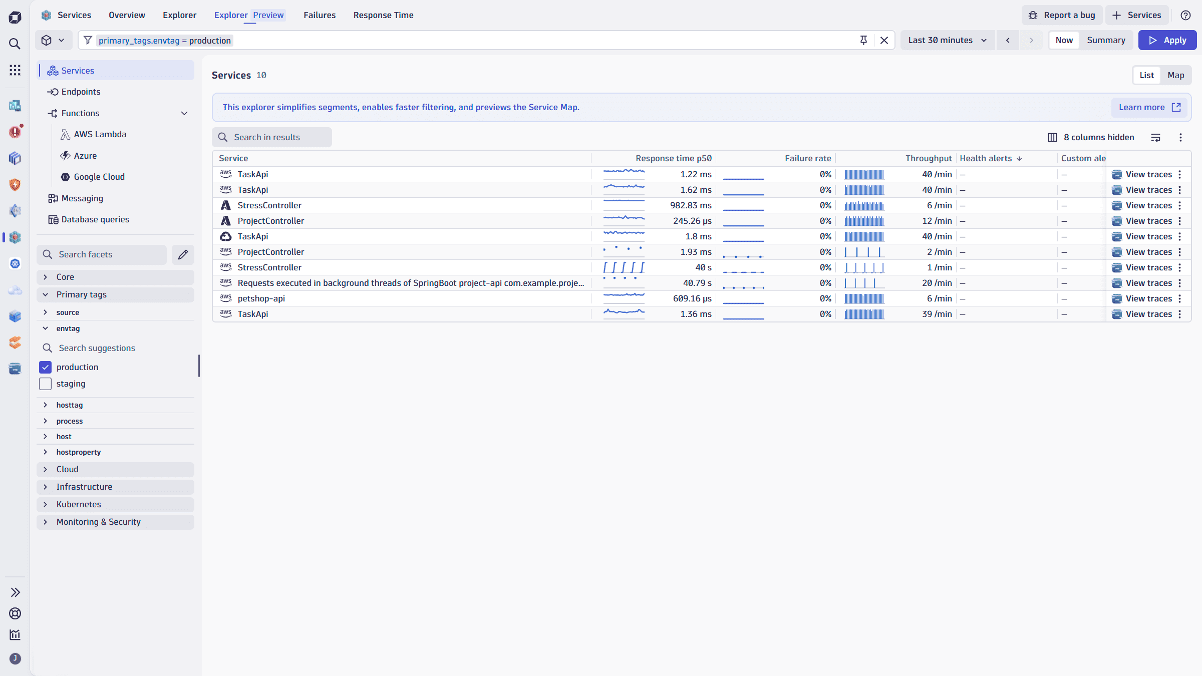 Primary Grail tag filtering in the Services app