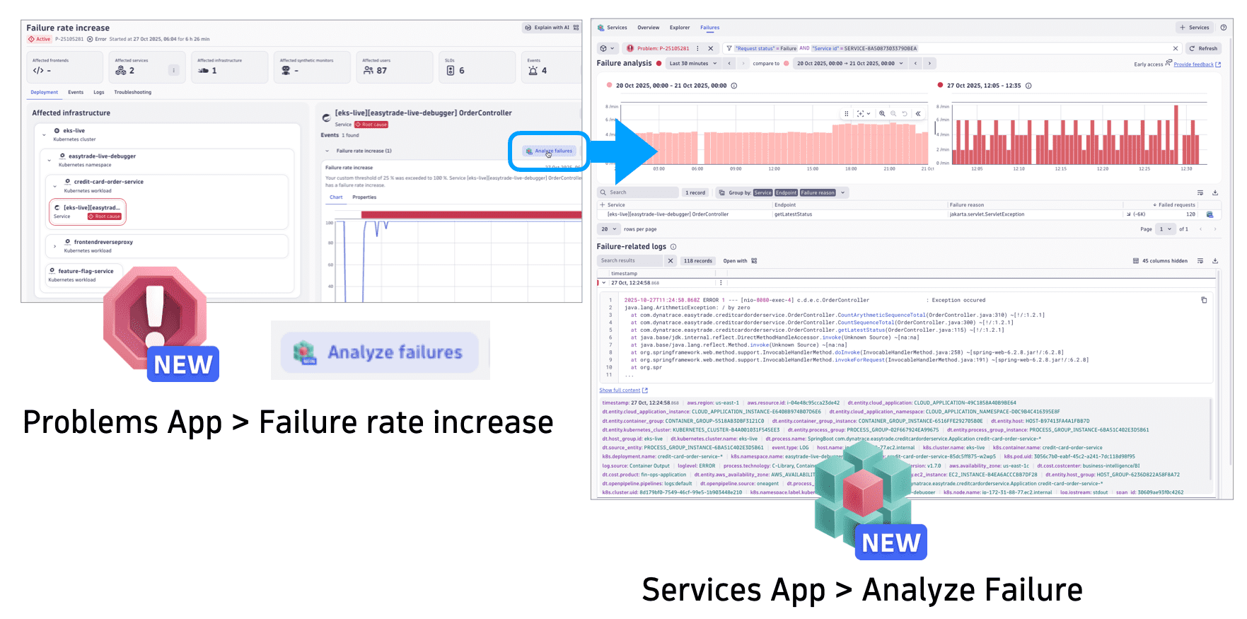 problem app flow to failure view in services app