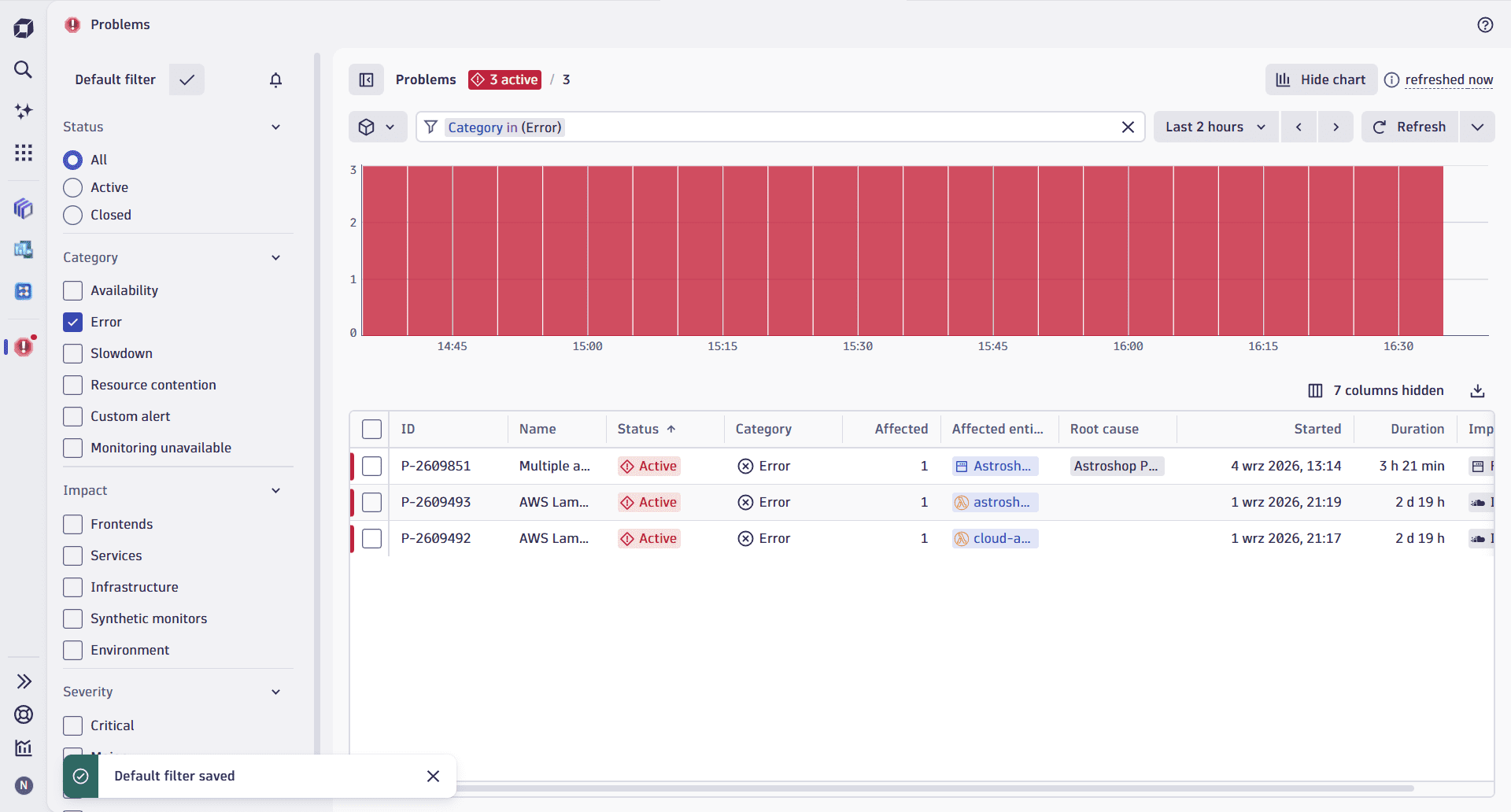 An example of applying changes to the default filter
