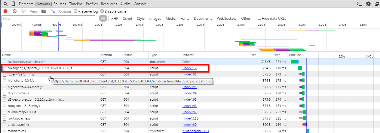 RUM troubleshooting - server responses containing the correct script content