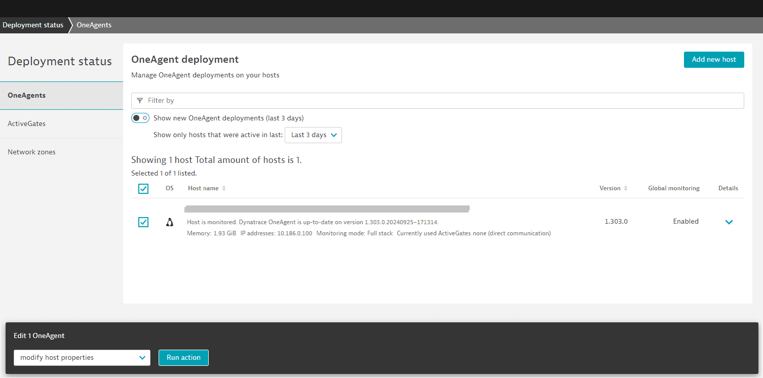 run action modify host properties