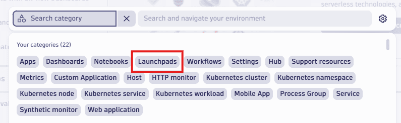 Platform search – Including Launchpad as new search category