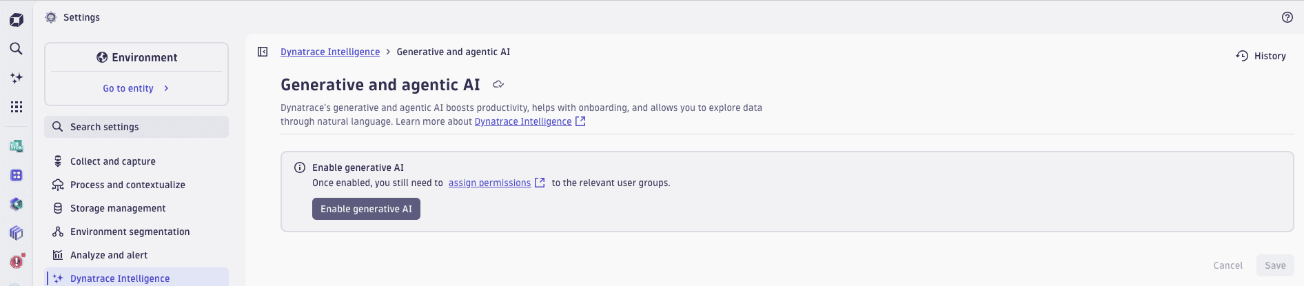 Verify that "Enable generative AI" is turned on