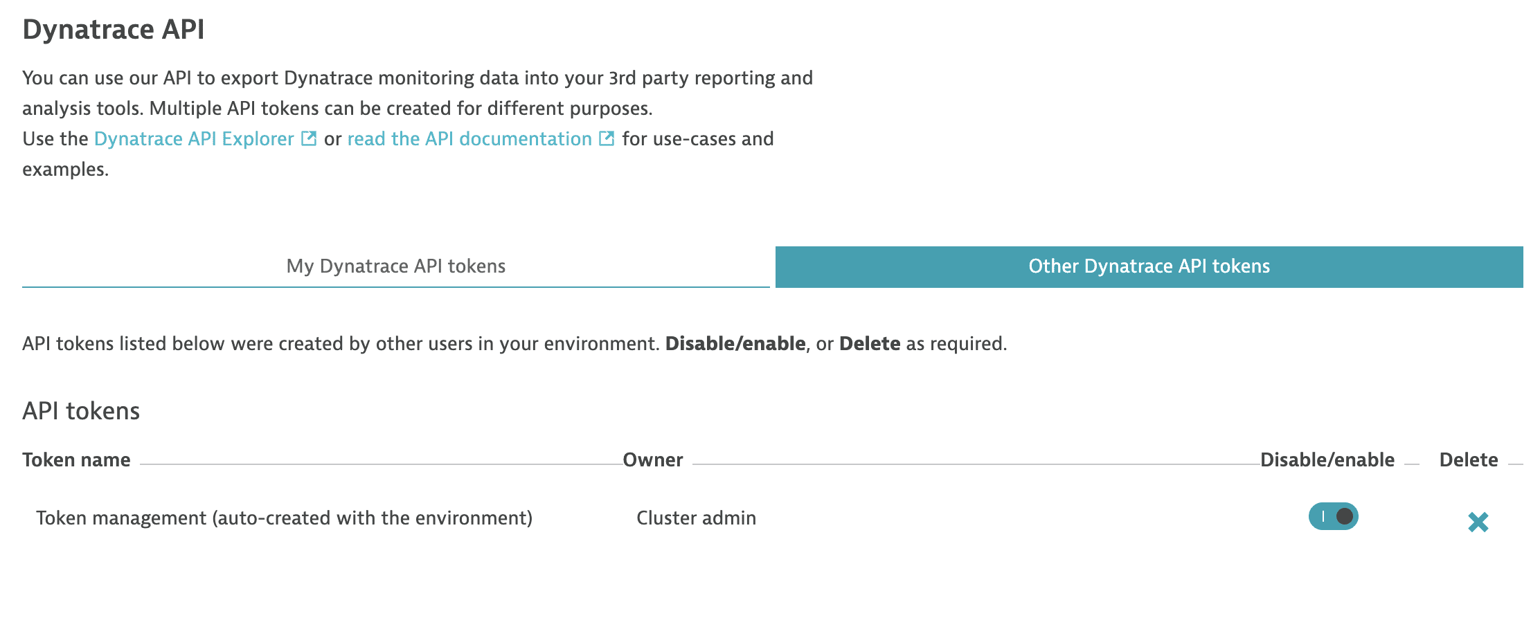 Automatically created token for environment