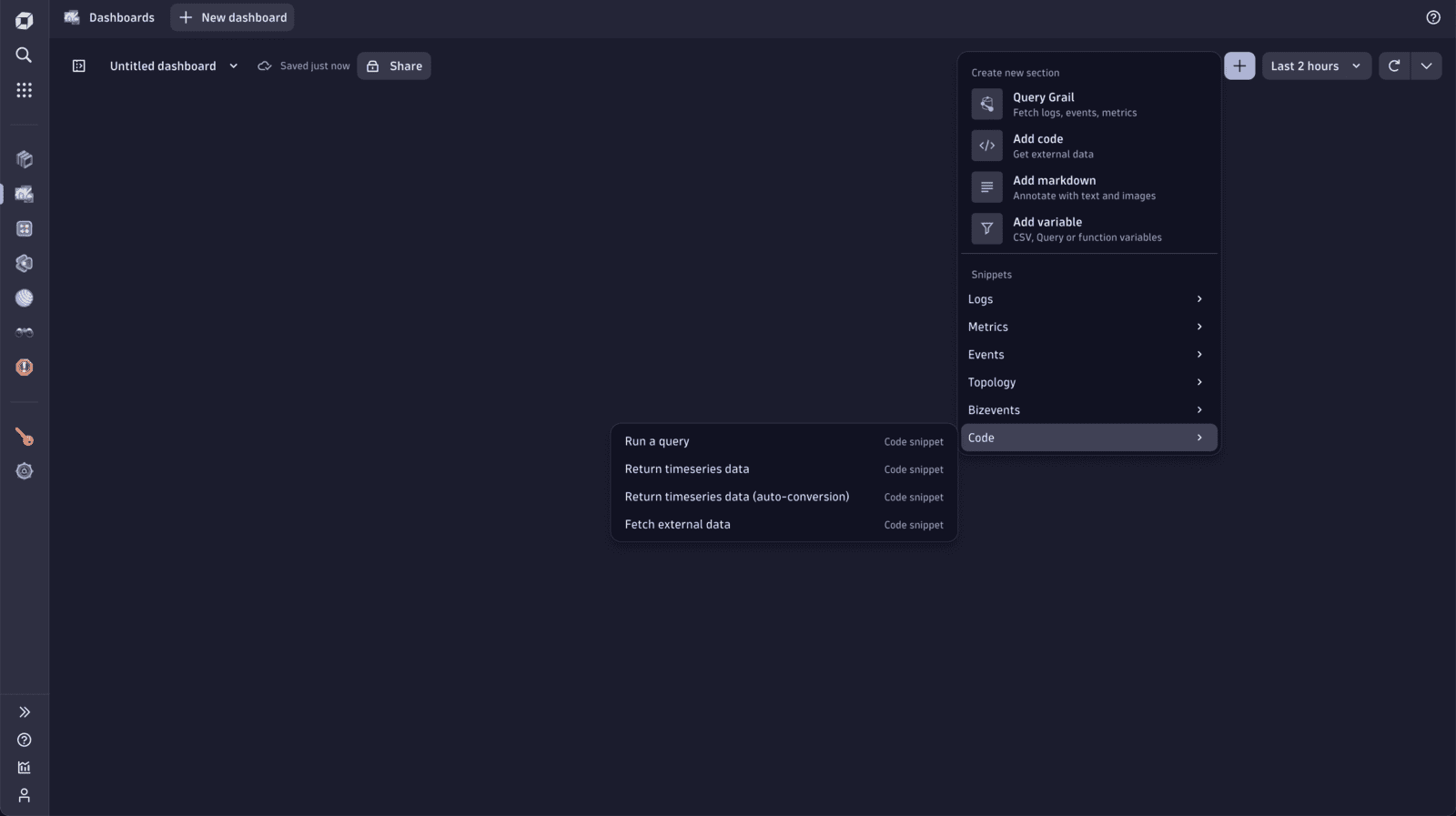 Add code to a dashboard — Dynatrace Docs