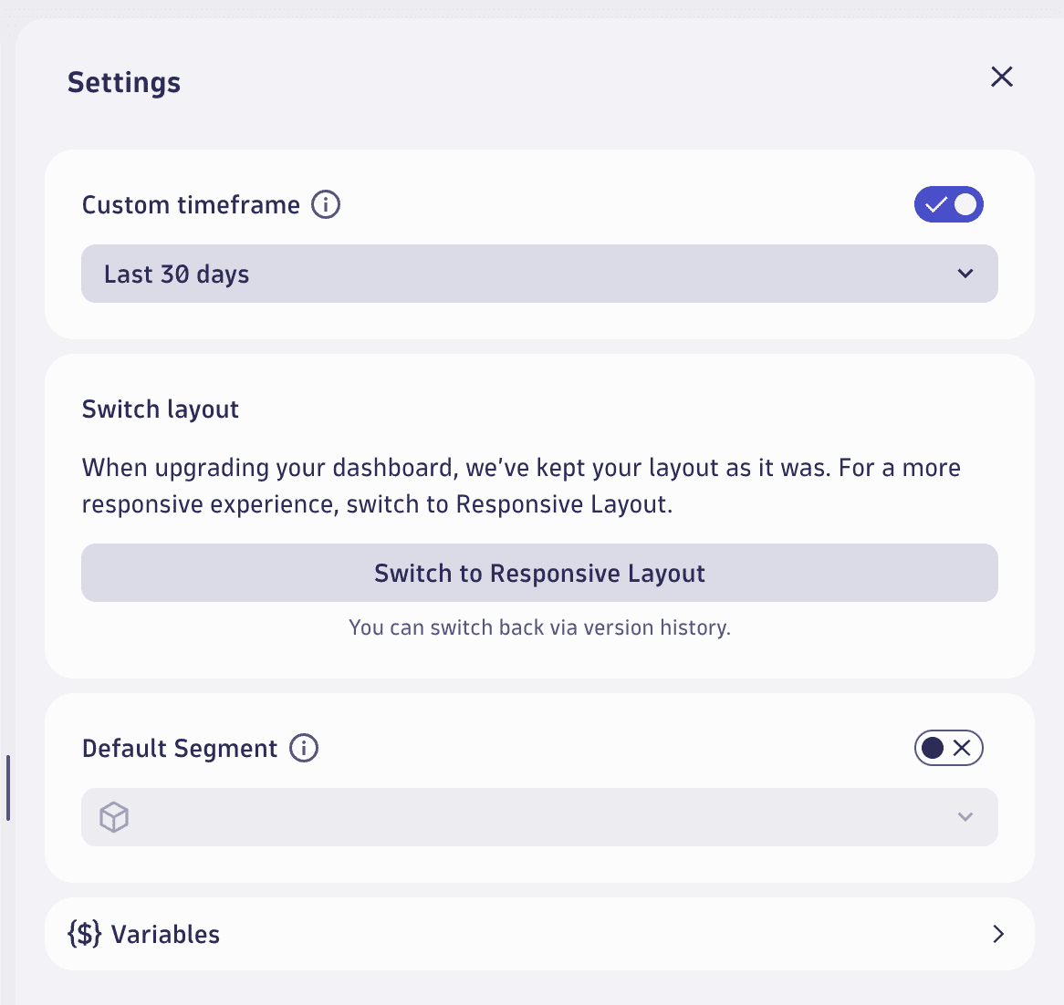 Switch to the new responsive layout via settings