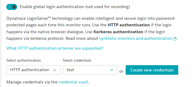 Credentials in the credential vault