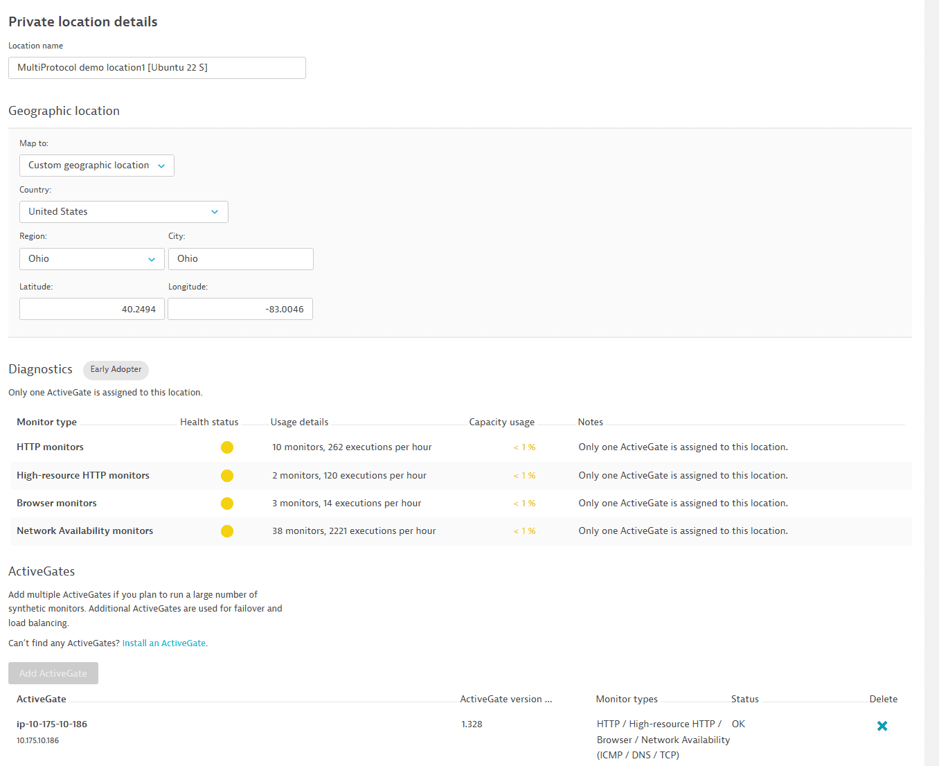 Private location details in previous Dynatrace