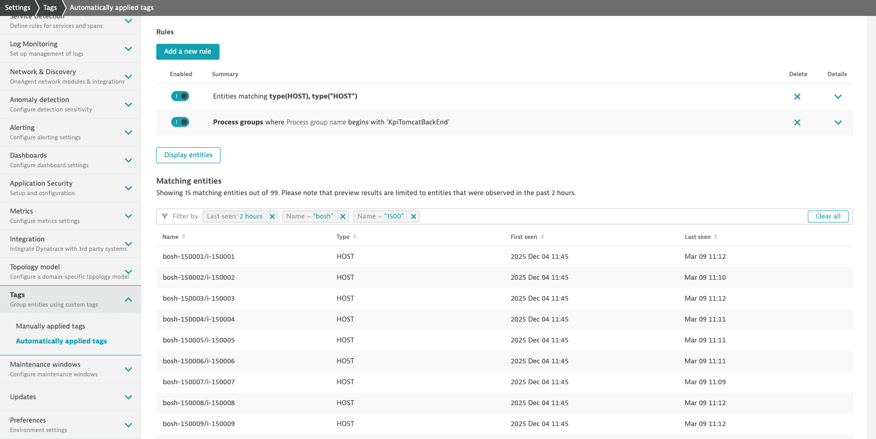 Preview of automatically applied tags