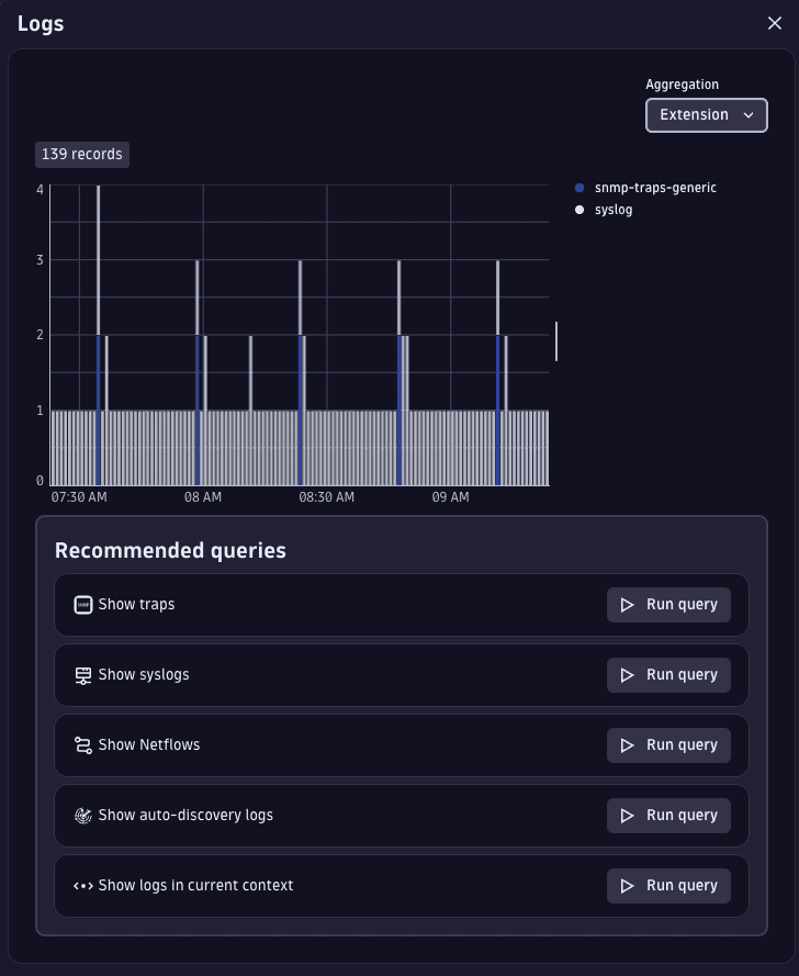 Infrastructure & Observability Traps & Logs interface