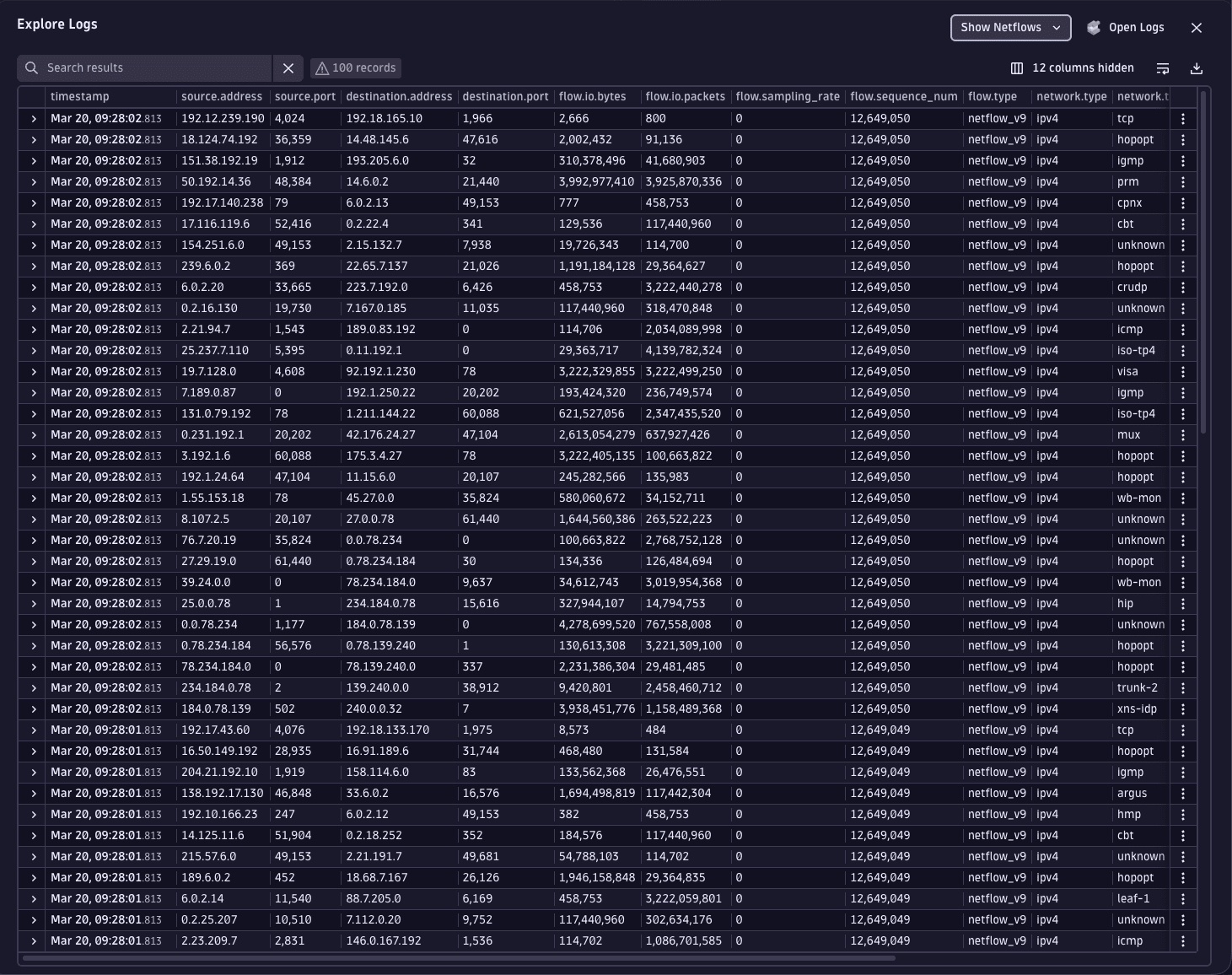 Infrastructure & Observability Traps & Logs interface