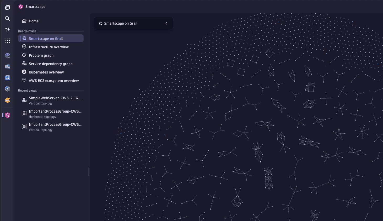 The new sidebar navigation in Smartscape