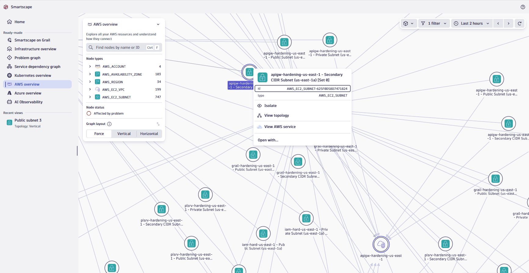 An example of Smartscape AWS flat topology