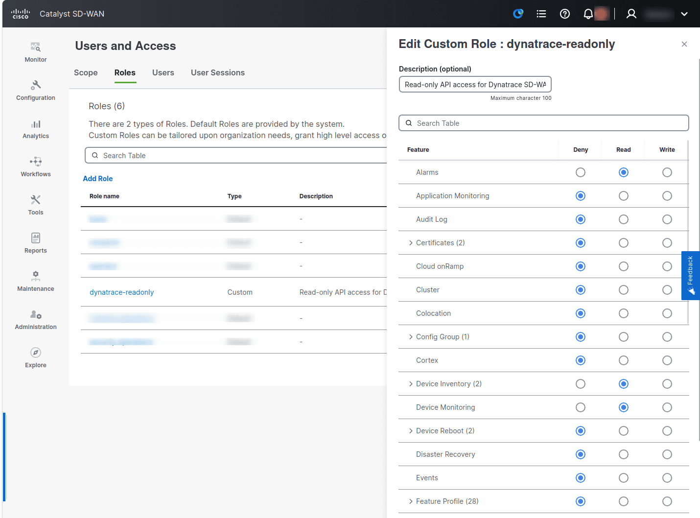 Device Inventory, Device Monitoring and Alarms role permissions