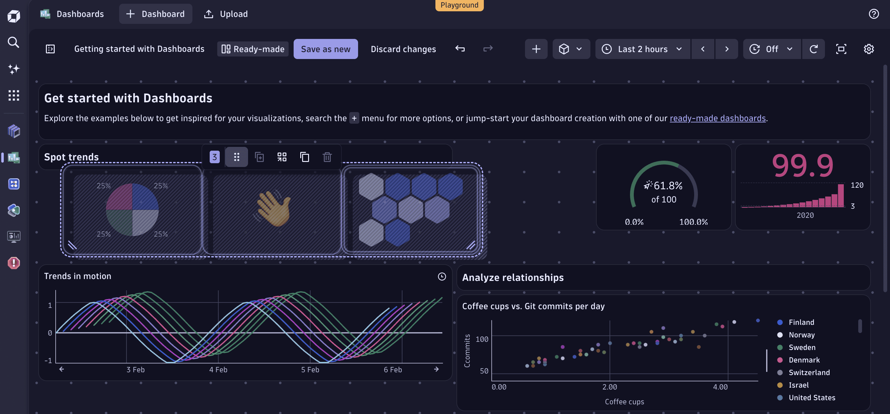 Example of selecting and moving multiple tiles