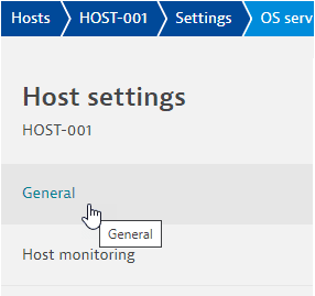 General section in the host settings