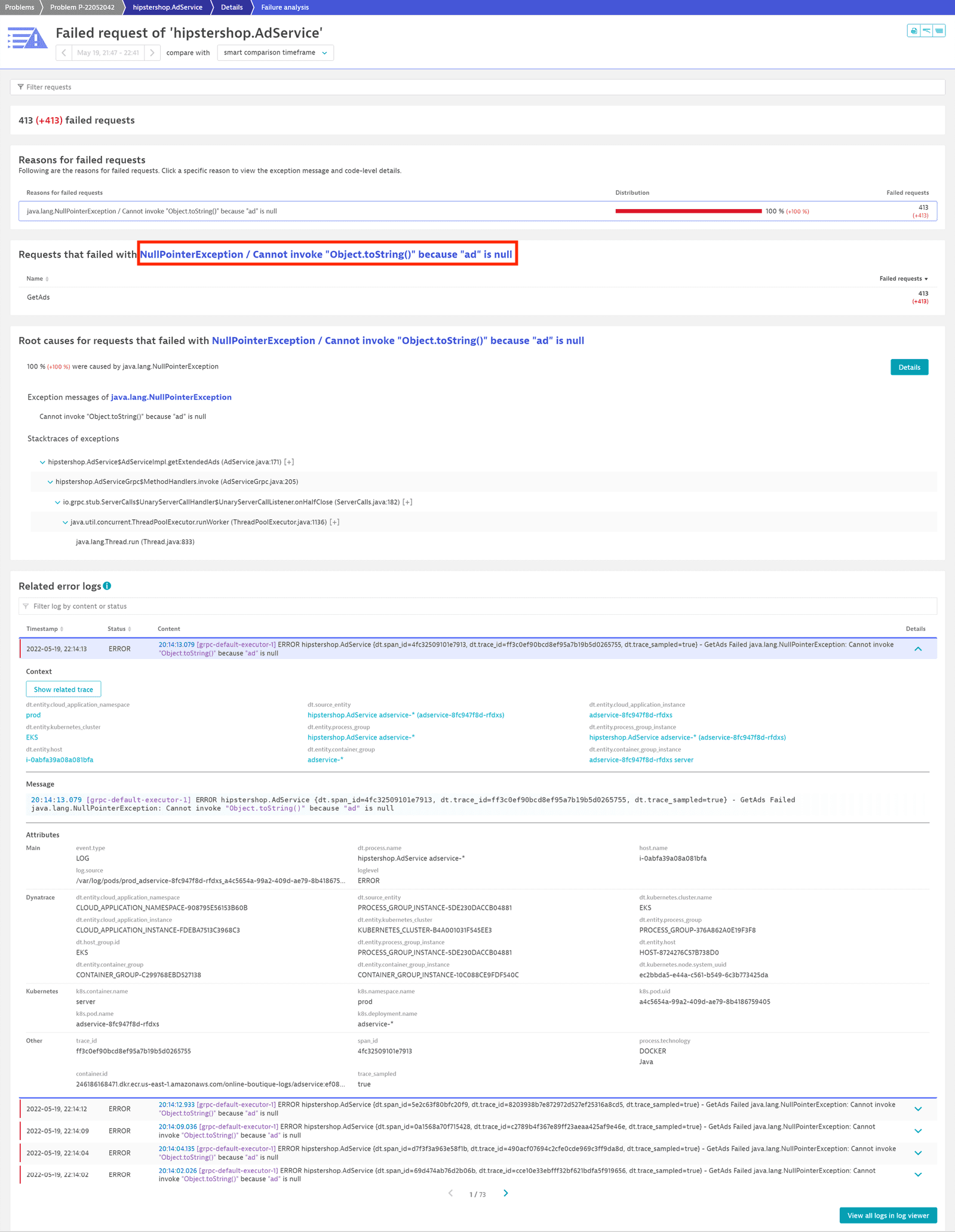 Failure analysis - Logs in root cause analysis