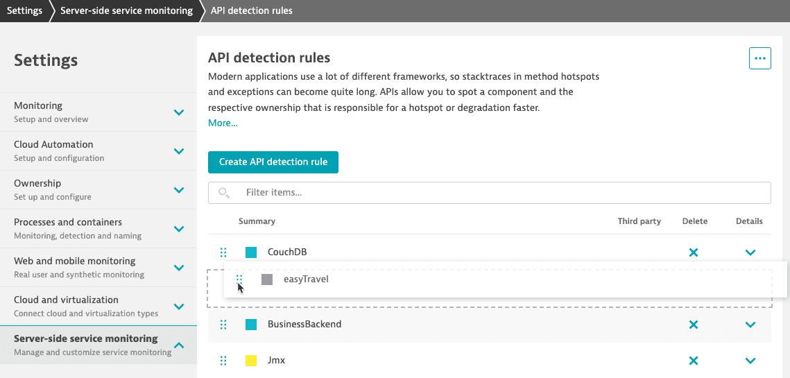 Settings - reorder list