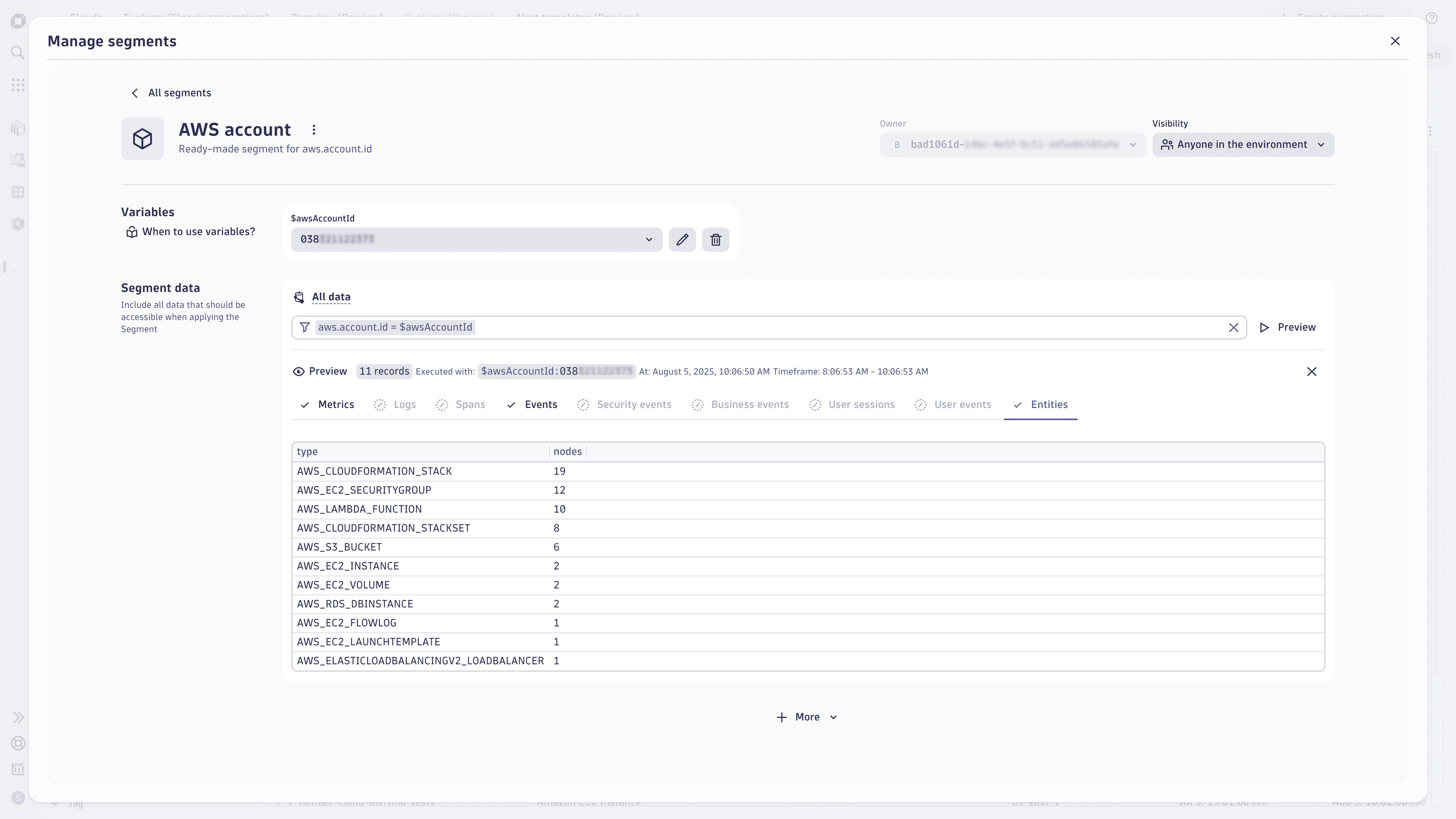 Segment - AWS account