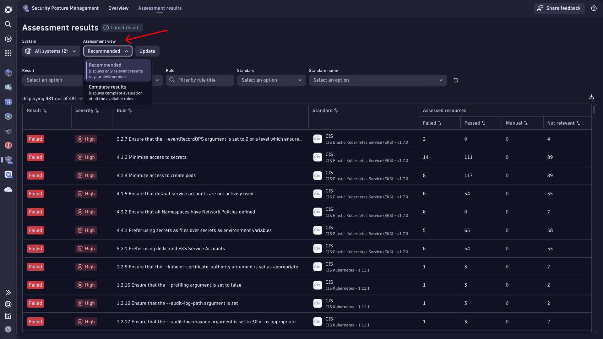 SPM example: Assessment view