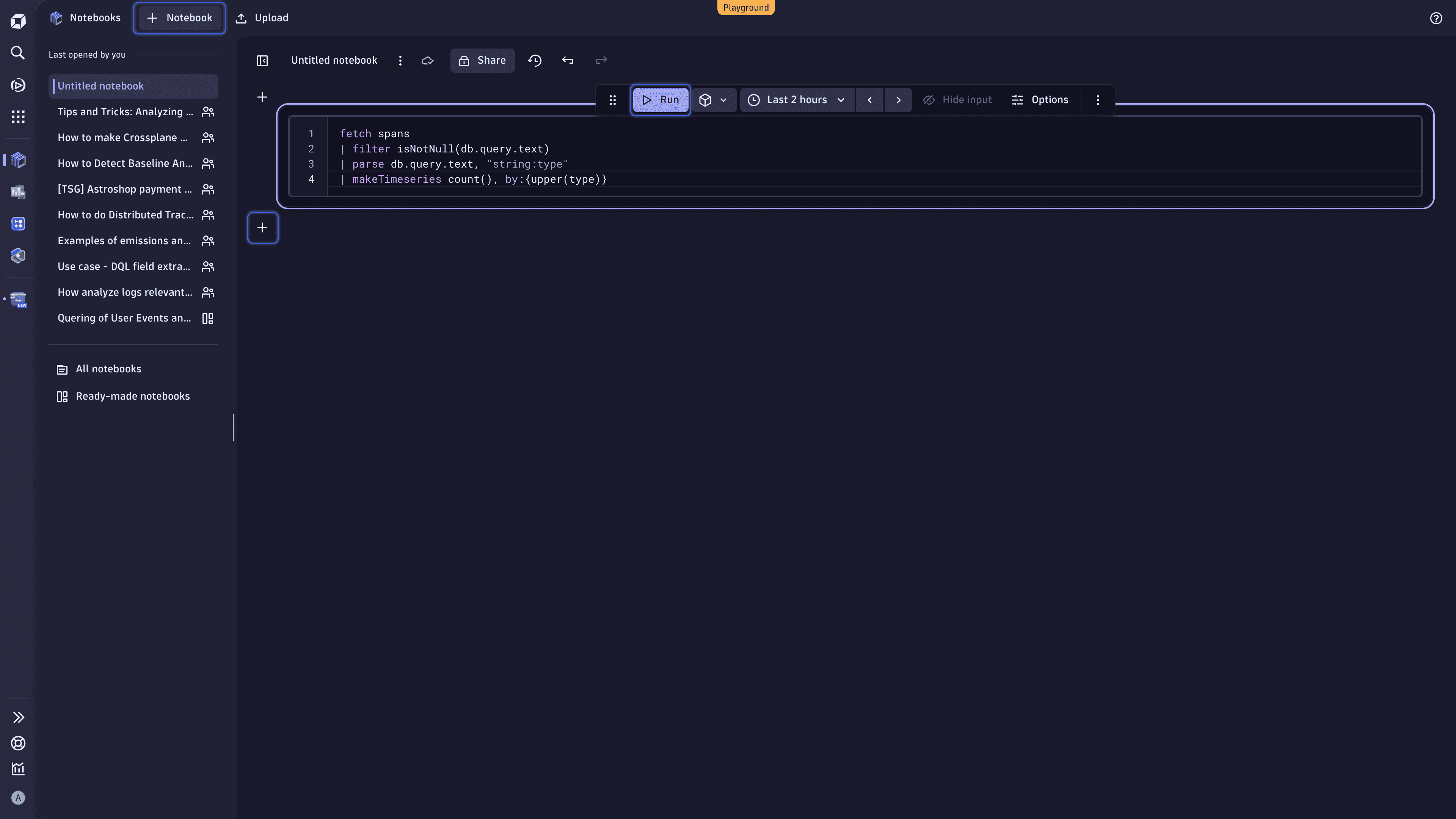 Use Notebooks to enter and run the DQL queries provided in this tutorial