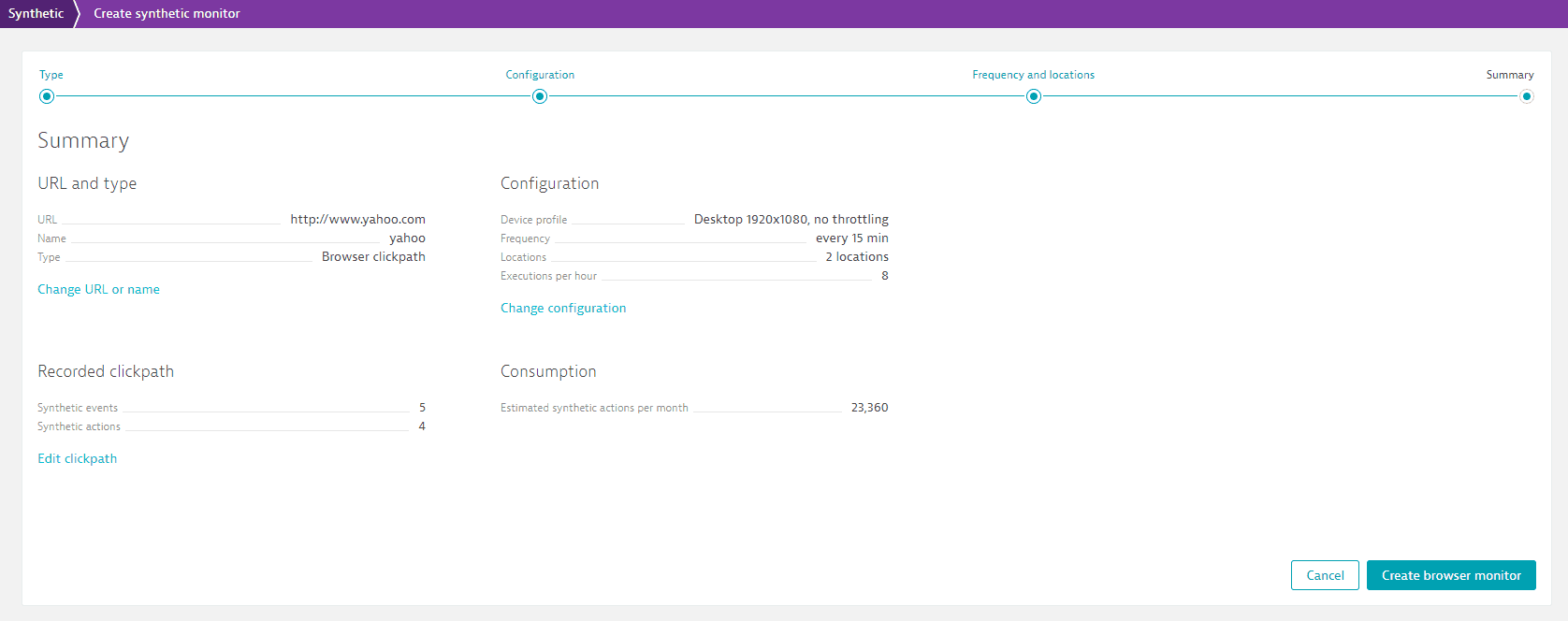 Clickpath summary