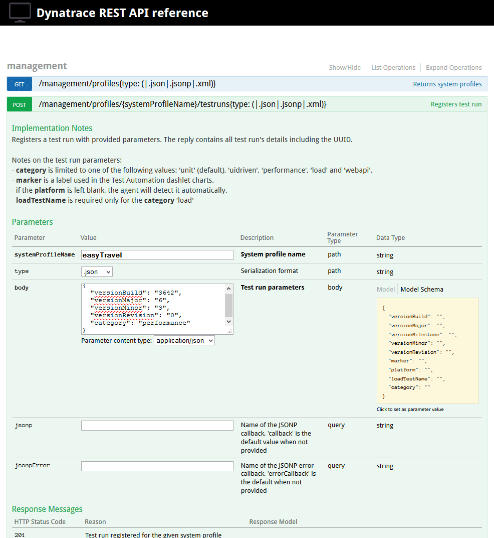 Example form filled with data