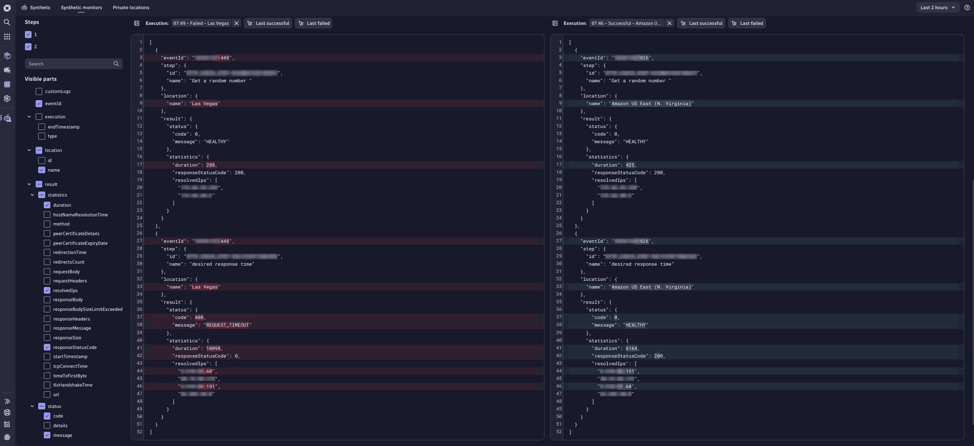 Synthetic HTTP compare execution