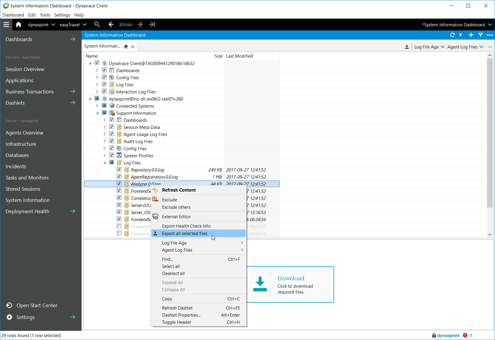 file 7 log zip documentation support Getting AppMon