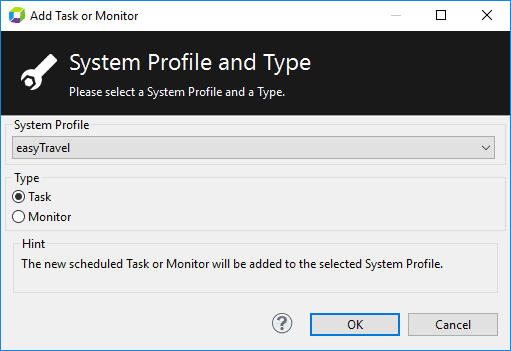 Select System Profile for new task