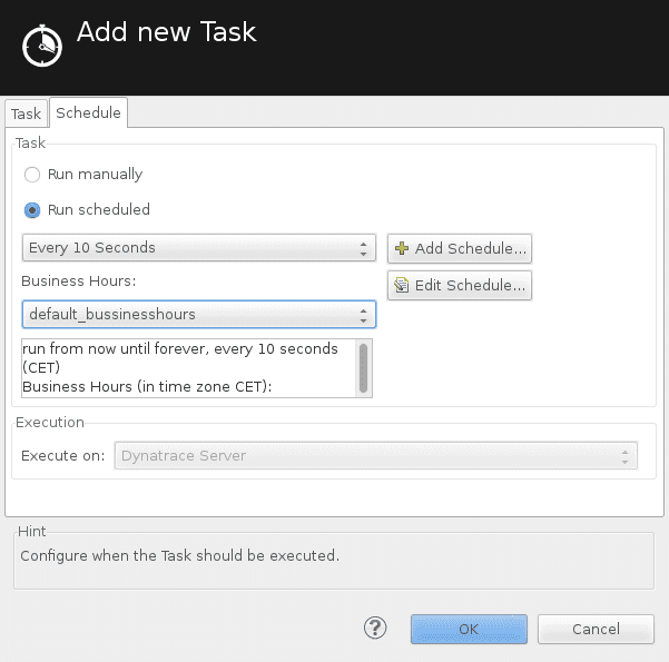 Scheduled task editor
