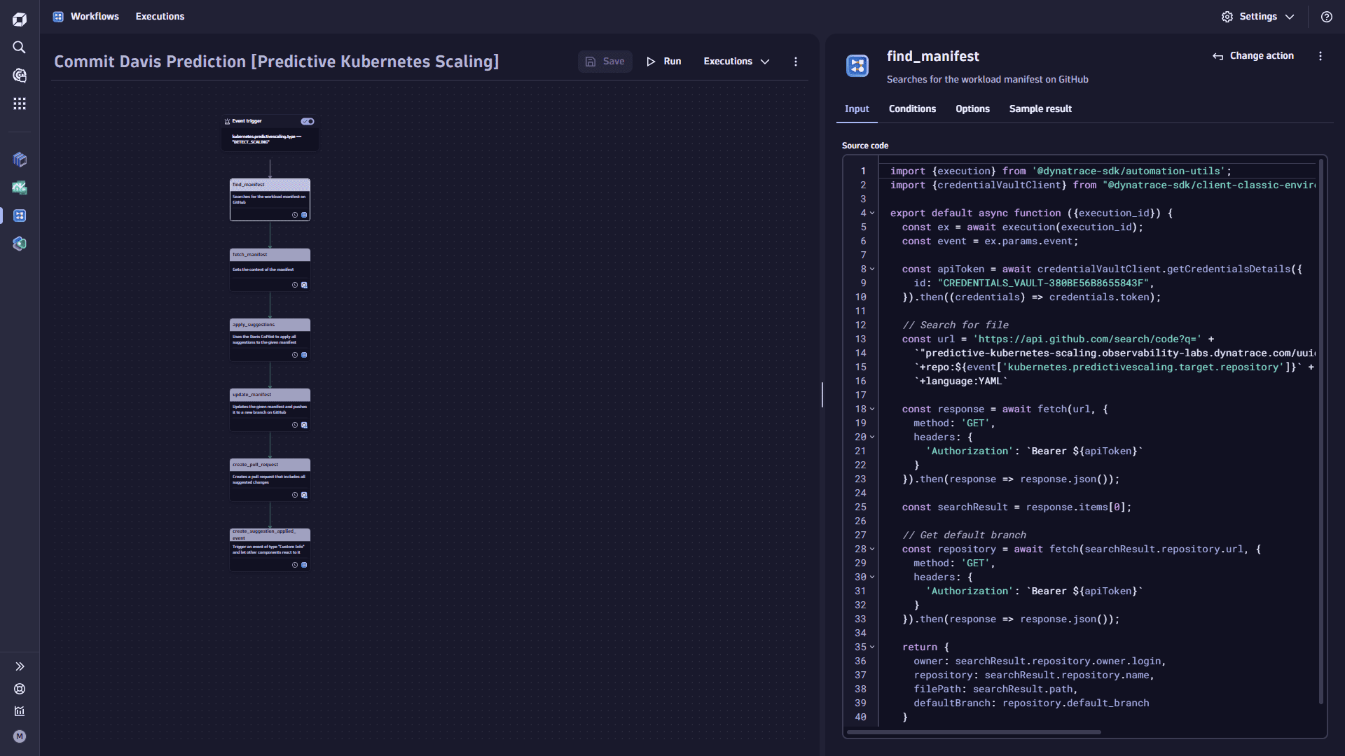 Use case: Predictive Autoscaling for Kubernetes Workloads - Commit Davis Prediction workflow - find manifest task