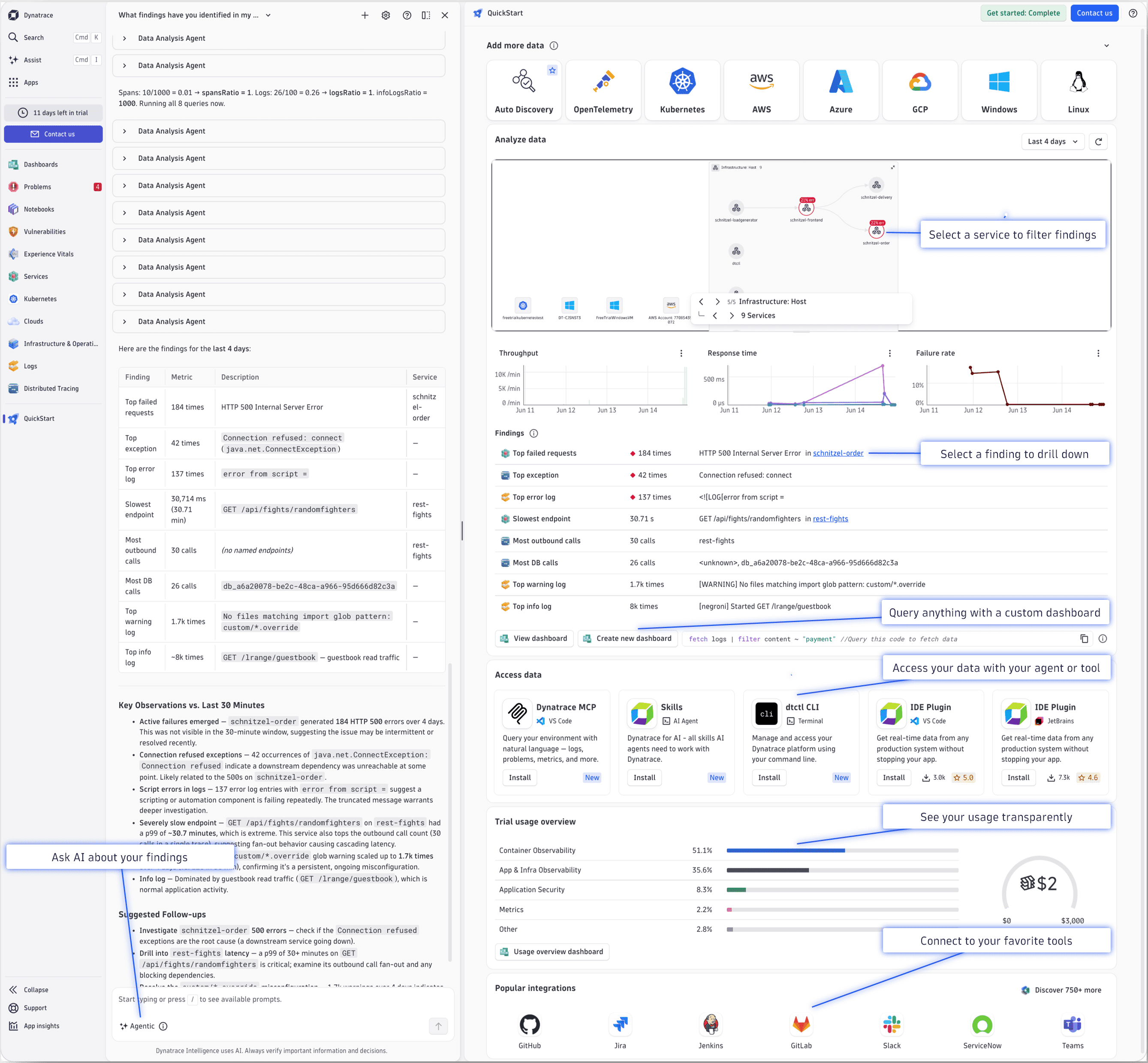 QuickStart interface: points of interest