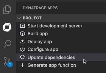 Update Dynatrace dependencies from the Visual Studio Code extension