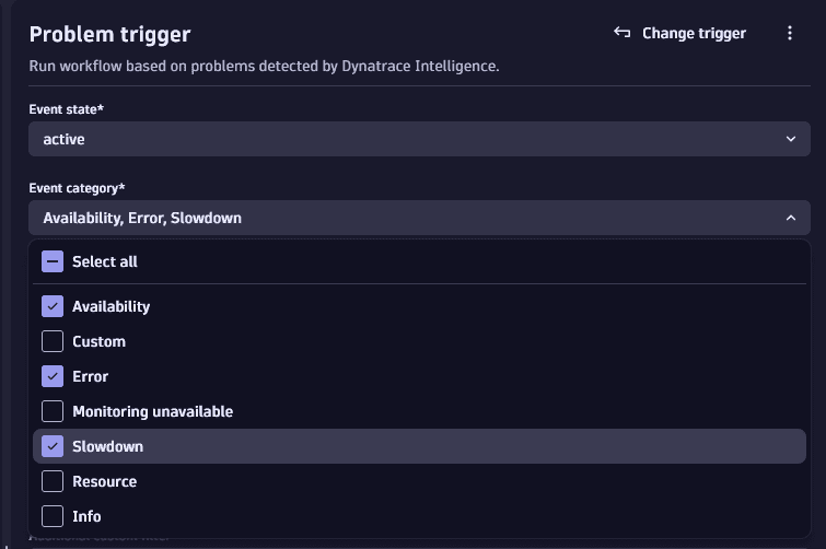 Problem trigger: example categories