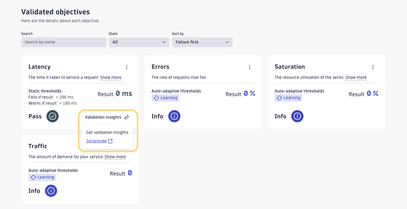 Validation Insights on Analysis Page