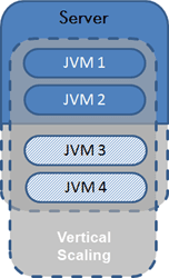 Vertical scaling by adding hardware resources on to existing servers